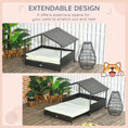 Load image into Gallery viewer, Elevated Rattan Dog House Outdoor with Canopy, Extendable Wicker Dog Bed with Water-Resistant Cushion, for Small and Medium Dogs Cream White
