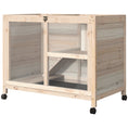 Load image into Gallery viewer, PawHut Indoor Rabbit Hutch with Wheels, Desk and Side Table Sized, Wood Rabbit Cage, Waterproof Small Rabbit Cage, Natural