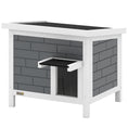 Load image into Gallery viewer, Outdoor Cat House Insulated, Wooden Weatherproof Feral Cat Shelter with Openable Asphalt Roof, Plastic Door Flaps, Rabbit Hutch for Bunnies, for Winter Outside, 61 x 51 x 53.5 cm, Grey