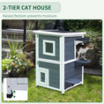 Load image into Gallery viewer, 2 Story Outdoor Cat House, Outdoor Cat Enclosure Wooden Cat Shelter with Windows, Platforms, Openable Top, Asphalt Roof, Grey