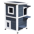 Load image into Gallery viewer, 2 Story Outdoor Cat House, Outdoor Cat Enclosure Wooden Cat Shelter with Windows, Platforms, Openable Top, Asphalt Roof, Grey