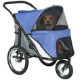Load image into Gallery viewer, PawHut Dog Stroller, Pet Stroller 3 Wheels with Easy One-Hand Fold, Rubber Wheels, Storage Bag, Soft Cushion, Safety Leash, for Small & Medium Dogs, Blue