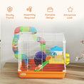 Charger l'image dans la visionneuse de la galerie, 18"L Hamster Cage, Small Animal House, 2-Level Rat Gerbil Haven with Tunnel Tube System, Exercise Wheel, Water Bottle, Food Dish, Ramp, Orange