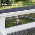 Load image into Gallery viewer, Wooden Tortoise House, Tortoise Enclosure with Clear Observation Window, Top Opening, Multiple Doors, Galvanised Mesh, Small Animal Enclosure for Indoor Outdoor Use, Dark Grey