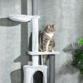 Load image into Gallery viewer, 255cm Floor to Ceiling Cat Tree with Scratching Posts, Height Adjustable Cat Tower with Hammock, House, Anti-tipping Kit, Perches, Toys, Grey