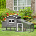 Charger l'image dans la visionneuse de la galerie, 79" Wooden Chicken Coop, Outdoor Hen House, Poultry Habitat with Removable Tray, Nesting Box, Run, Ramp, Grey