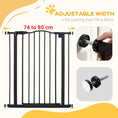Load image into Gallery viewer, Pressure Fit Dog Stair Gate No Drilling Safety Gate Auto Close for Doorways, Hallways, 74-80cm Adjustable, 94cm Tall, Black