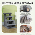 Load image into Gallery viewer, 4-Step Multi-Level Carpeted Cat Scratching Post Pet Stairs, Grey