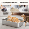 Load image into Gallery viewer, Stainless Steel Litter Box with Lid, 100° Flip Top XL Enclosed Litter Box with Scoop for Big Cats, Side Top Dual Entry, Odor Free, Easy Cleaning, Anti-Urine Leakage