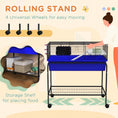Load image into Gallery viewer, PawHut Two- Story Small Animal Cage Removable from Stand, Guinea Pig Cage, Hedgehog Cage, Chinchilla Cage, Ferret, with Shelf & Wheels, Pet Habitat, 33" x 18.5" x 35" , Blue