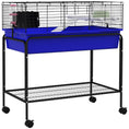 Load image into Gallery viewer, PawHut Two- Story Small Animal Cage Removable from Stand, Guinea Pig Cage, Hedgehog Cage, Chinchilla Cage, Ferret, with Shelf & Wheels, Pet Habitat, 33" x 18.5" x 35" , Blue
