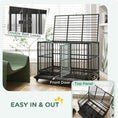 Load image into Gallery viewer, PawHut 48" Heavy Duty Dog Crate Metal Cage Kennel with Lockable Wheels, Double Door and Removable Tray, Gray