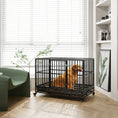 Load image into Gallery viewer, PawHut 48" Heavy Duty Dog Crate Metal Cage Kennel with Lockable Wheels, Double Door and Removable Tray, Gray