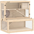 Load image into Gallery viewer, Wooden Hamster Cage, Large Gerbil Cage with Hut, Wheel, Ramps, 3 Tier Small Animal Habitat with Removable Viewing Panels, 80 x 50 x 84 cm, Natural
