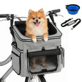 Load image into Gallery viewer, Dog Bike Basket, Soft-Sided Pet Carrier with Security Leash, Mesh Door & Window, Plush Cushion, Bowl for Small Dogs Cats, Up to 5 kg, Portable Breathable, Light Grey