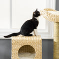 Load image into Gallery viewer, Flower Cat Tree for Indoor Cats Kitten Tower Cattail Weave with Scratching Posts, Cat House, Bed, Ladder, Washable Cushions, 57 x 37 x 100.5 cm - Natural Finish