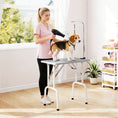 Charger l'image dans la visionneuse de la galerie, 32in Foldable Dog Grooming Table for Small Medium Dogs, Pet Grooming Table for Cats Puppies with Adjustable Arm, Noose and Non-Slip Surface, Grey