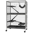 Load image into Gallery viewer, PawHut 50" 5-Tier Small Animal Cage, Ferret Cage, Large Chinchilla Cage with Hammock Accessory & Heavy-Duty Steel Wire, Small Animal Habitat with 4 Doors, Removable Tray, Gray