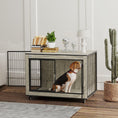 Load image into Gallery viewer, Dog Crate Furniture on Wheels, Dog Cage End Side Table with Lockable Double Doors, for Medium Breeds, 80 x 56 x 62.5cm, Grey