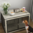 Load image into Gallery viewer, Dog Crate Furniture on Wheels, Dog Cage End Side Table with Lockable Double Doors, for Medium Breeds, 80 x 56 x 62.5cm, Grey