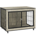 Load image into Gallery viewer, Dog Crate Furniture on Wheels, Dog Cage End Side Table with Lockable Double Doors, for Medium Breeds, 80 x 56 x 62.5cm, Grey
