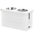 Load image into Gallery viewer, Raised Dog Bowls, Dog Feeding Station with Slow Feeder Mat, Storage Cabinet, 3 Stainless Steel Bowls, Semi-Auto Dispenser Function, for Large, Extra Large Breeds, White