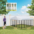 Load image into Gallery viewer, 9.8' x 9.8' x 6' Outdoor Dog Kennel, Welded Wire Dog Kennel Outside Run with 360° Rotating Bowls, Waterproof & UV Resistant Cover, for S&M&L Breeds, Chickens, Ducks, Sliver