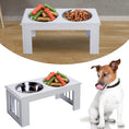 Load image into Gallery viewer, Raised Dog Bowl Feeding Bowls with Stand for Medium Dogs Elevated Pet Bowls Water Food Feeder 58L x 31W x 25H cm - White
