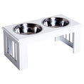 Load image into Gallery viewer, Raised Dog Bowl Feeding Bowls with Stand for Medium Dogs Elevated Pet Bowls Water Food Feeder 58L x 31W x 25H cm - White