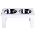 Load image into Gallery viewer, Raised Dog Bowl Feeding Bowls with Stand for Medium Dogs Elevated Pet Bowls Water Food Feeder 58L x 31W x 25H cm - White
