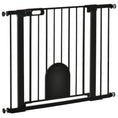 Load image into Gallery viewer, Dog Gate with Cat Flap Pet Safety Gate Barrier, Stair Pressure Fit, Auto Close, Double Locking, for Doorways, Hallways, 75-103 cm Black