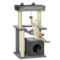 Load image into Gallery viewer, Cat Tree, 90cm Cat Tower with Sisal Scratching Posts, Cat Condo, Hammock, Top Perch and 2 Hanging Toys for Indoor Cats, Grey