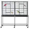 Load image into Gallery viewer, 64" Extra Large Bird Cage, Rolling Metal Parrot Cage, Bird House with Detachable Rolling Stand, Storage Shelf, Wood Perch, Food Container, 62.8" x 18.9" x 64.2"