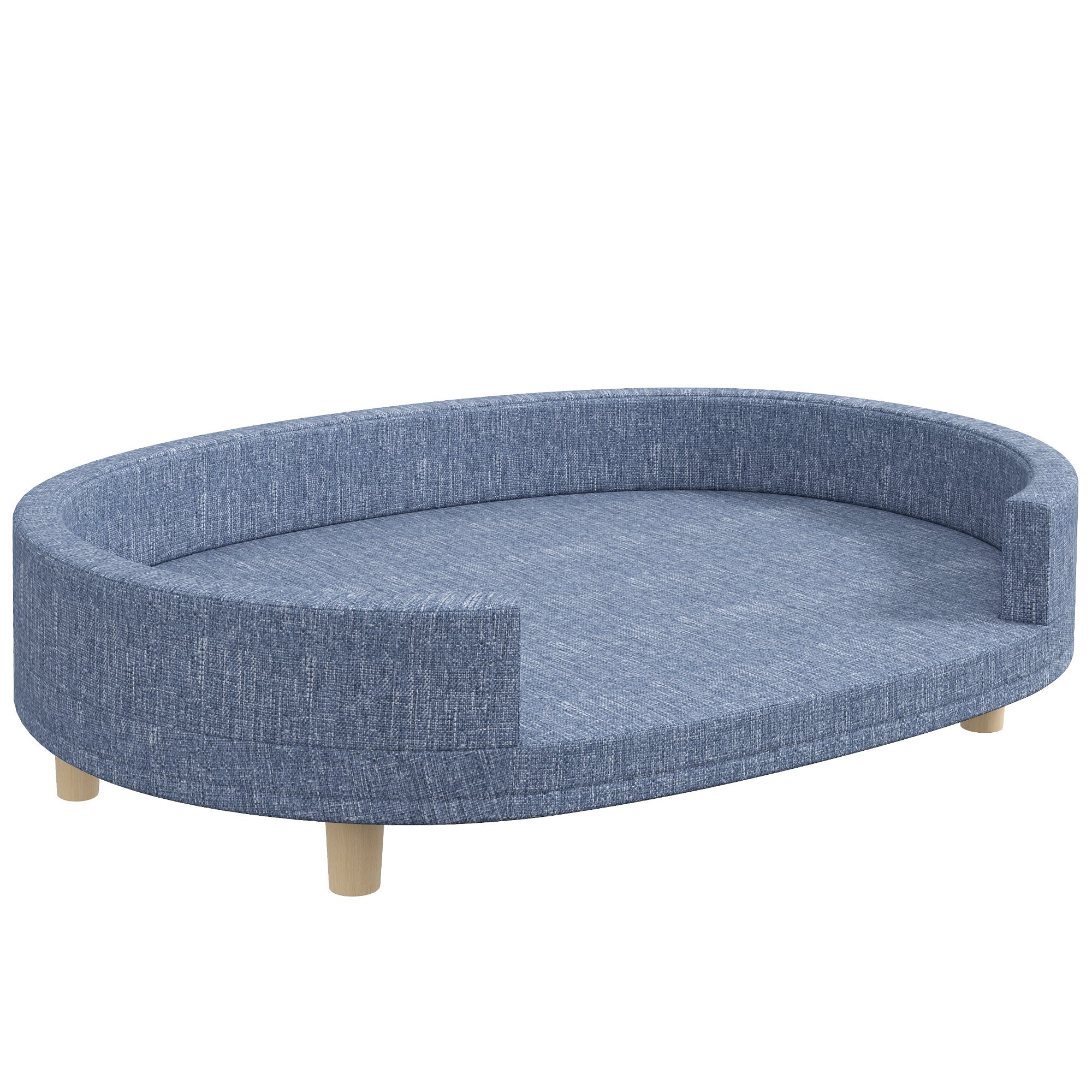 PawHut Dog Couch, Pet Sofa Bed for Large Dogs, Elevated Dog Sofa with Removable Top, Washable Cover, Blue