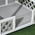 Load image into Gallery viewer, PawHut Wooden Dog House Outdoor with Porch, Cabin Style Raised Dog Shelter with Asphalt Roof, Doors, and Shutter Window, for Medium Large Sized Dog, Light Gray