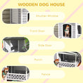 Load image into Gallery viewer, PawHut Wooden Dog House Outdoor with Porch, Cabin Style Raised Dog Shelter with Asphalt Roof, Doors, and Shutter Window, for Medium Large Sized Dog, Light Gray