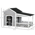 Load image into Gallery viewer, PawHut Wooden Dog House Outdoor with Porch, Cabin Style Raised Dog Shelter with Asphalt Roof, Doors, and Shutter Window, for Medium Large Sized Dog, Light Gray