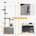 Load image into Gallery viewer, PawHut Cat Tree with Litter Box Enclosure, 2 in 1 Floor to Ceiling Cat Tower Litter Box Furniture with Condo, Bed, Hammock, Scratching Posts, and Platforms for Indoor Use, Gray
