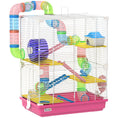Load image into Gallery viewer, 18" 5 Tier Hamster Cage with Tubes and Tunnels, Small Animal Cage with Portable Carry Handle, Gerbil Cage with Water Bottle, Food Dish, Exercise Wheel, Pink
