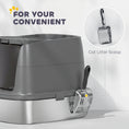 Load image into Gallery viewer, Stainless Steel Litter Box with Lid, Large Hooded Cat Litter Tray with Flip Cover, Metal Scoop, Deodoriser Bag, Non-Sticky, Odour Control and Easy Clean, Dark Grey