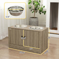 Load image into Gallery viewer, Elevated Dog Bowls with Storage Cabinet, Raised Dog Bowl Stand, Pet Feeding Station with Slow Feeder & Non-Slip, for Large Pets, Brown Wood Grain