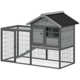 Charger l'image dans la visionneuse de la galerie, Rabbit Hutch Outdoor, 48"L Large Wooden Bunny Cage with Run, Robust Metal Frame, Removable Plastic Tray, Asphalt Roof, Ramp, Guinea Pig Cage for 1-2 Rabbits, Grey