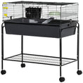 Load image into Gallery viewer, PawHut Two-Story Small Animal Cage Removable from Stand, Guinea Pig Cage, Hedgehog Cage, Chinchilla Cage, Ferret, with Shelf & Wheels, Pet Habitat, 33" x 18.5" x 35", Charcoal Gray