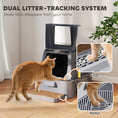 Charger l'image dans la visionneuse de la galerie, 80L Stainless Steel Cat Litter Box with Lid, XL Metal Litter Box for Big Cats with 180° Flip Cover, Pull-Out Drawer Tray, High Sided, Pedal, Metal Scoop, Dark Grey