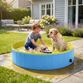 Load image into Gallery viewer, Foldable Dog Pool for Puppies and Ducks, Thickened PVC Dog Paddling Pool Bath Tub Hard Board, Anti-Slip Bottom and Hose Adapter for Easy Drainage, 160 x 30cm, Blue and Yellow
