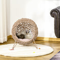 Load image into Gallery viewer, PawHut 20.5" Weaved Cat Bed, Elevated Hand-woven Braided Banana Leaf Kitten House Condo with Cushion, Beige