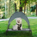 Load image into Gallery viewer, PawHut Elevated Dog Bed with Removable Canopy, Outdoor Dog Cot with UV Protection Canopy Shade, 30 inch Pet Bed for Camping, Gray