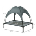 Load image into Gallery viewer, PawHut Elevated Dog Bed with Removable Canopy, Outdoor Dog Cot with UV Protection Canopy Shade, 30 inch Pet Bed for Camping, Gray