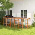 Load image into Gallery viewer, Wooden Chicken Coop Run for 6-10 Chickens, Hen House, Poultry Cage Add-On with Storage, Perches, 141.75" x 48" x 61", Orange