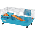 Load image into Gallery viewer, 35"L Small Animal Cage, Rolling Bunny Cage, Guinea Pig Cage with Wheels, Food Dish, Water Bottle, Hay Feeder, Platform, Ramp for Chinchilla, Blue